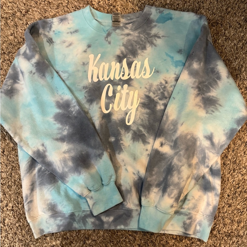 Custom Kansas City Sweatshirt - Tie Dye Blue